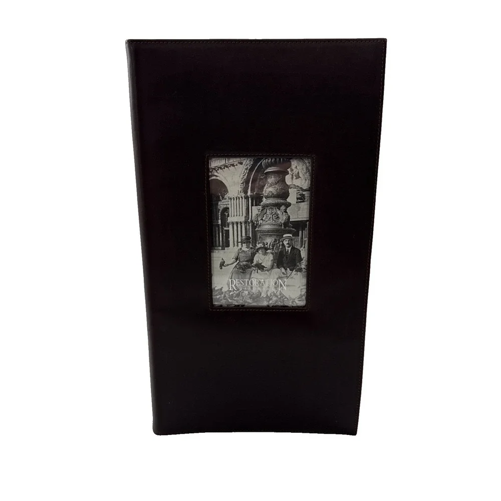 Restoration Hardware Photo Album Scrapbook Brown Leather 27 Pages